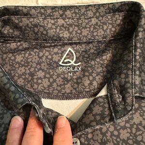 Deolax Black & Taupe Floral Men's Golf Polo Medium
